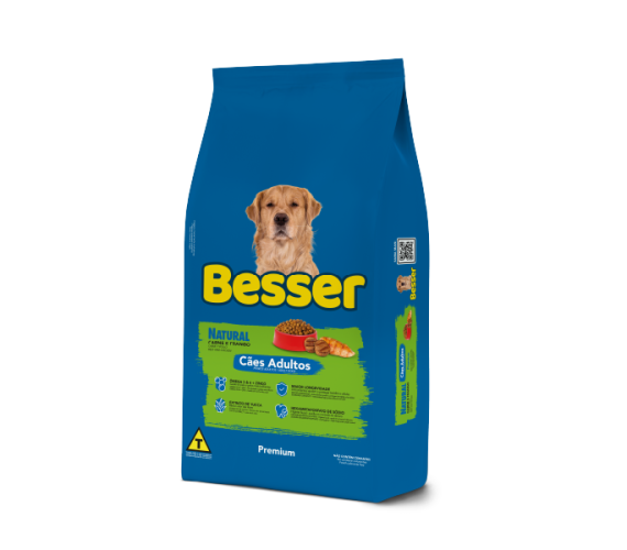 Embalagem da ração Besser Natural para cães adultos