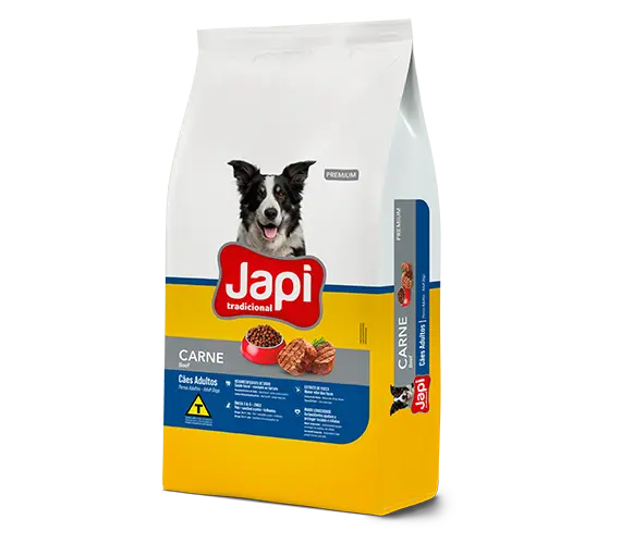 Embalagem da ração Japi Tradicional sabor carne para cães adultos