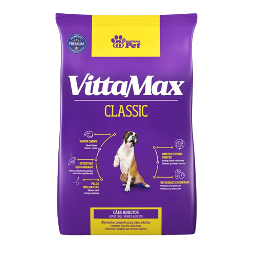 Embalagem da ração Vittamax Classic para cães adultos