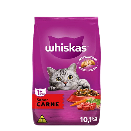 Embalagem da ração Whiskas sabor carne para gatos adultos